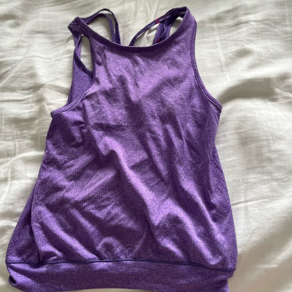 Girls purple athletic top with sports bra attached - Picture 1 of 5
